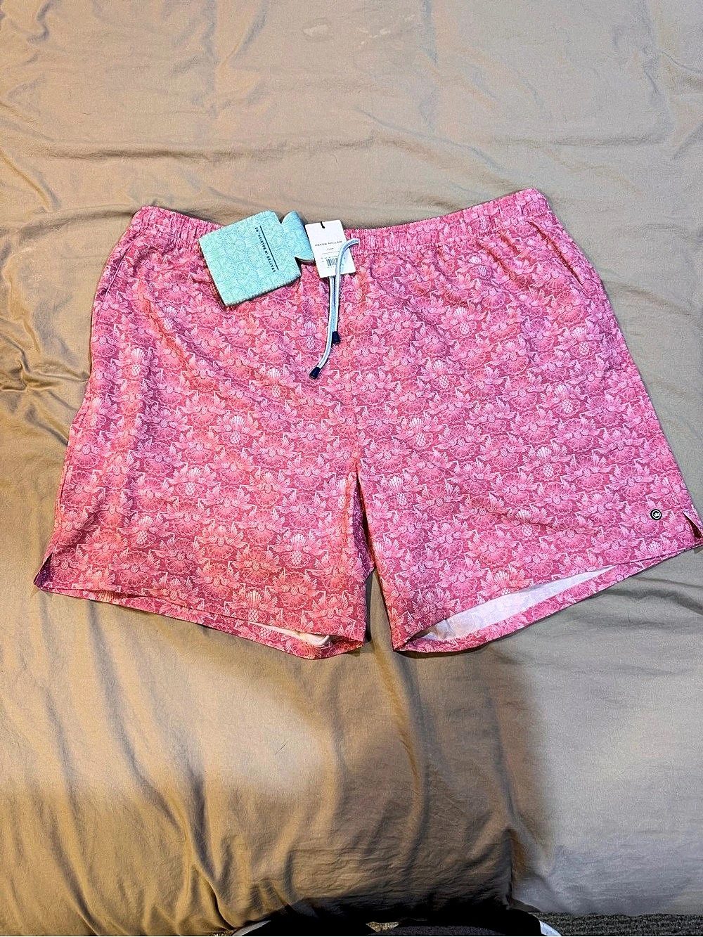 Peter Millar Shoreline Swim Trunk Floral Swim Trunks in Pink & Blue XL NWT
